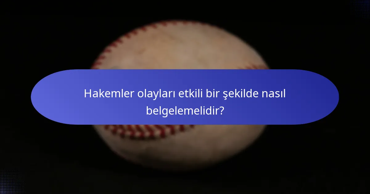 Hakemler olayları etkili bir şekilde nasıl belgelemelidir?