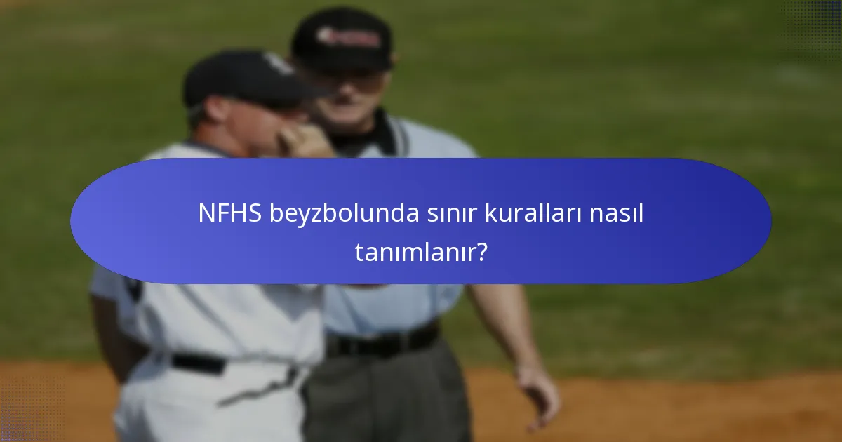 NFHS beyzbolunda sınır kuralları nasıl tanımlanır?
